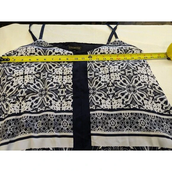Lane Bryant Navy Blue White Handkerchief Dress Straps Belted Size 26/28 4X - Picture 6 of 9